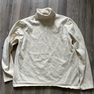 Lands' End Classic Cream Turtleneck Sweater